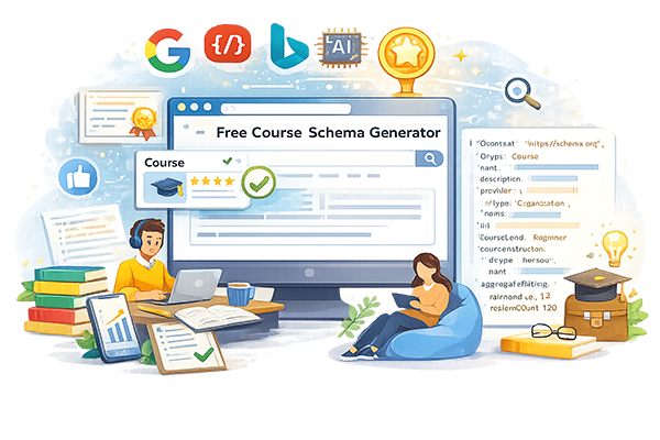 Entity-rich Course Schema Generator for maximum visibility across all platforms.